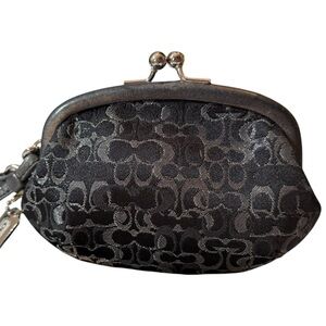Coach Optic Signature Lurex Framed Black Wristlet/Pouch